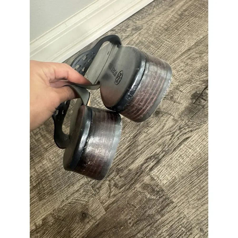 Tory Burch Womens Bombe Miller Slide Sandal Calf Leather Grey Size 7M - Picture 8 of 13